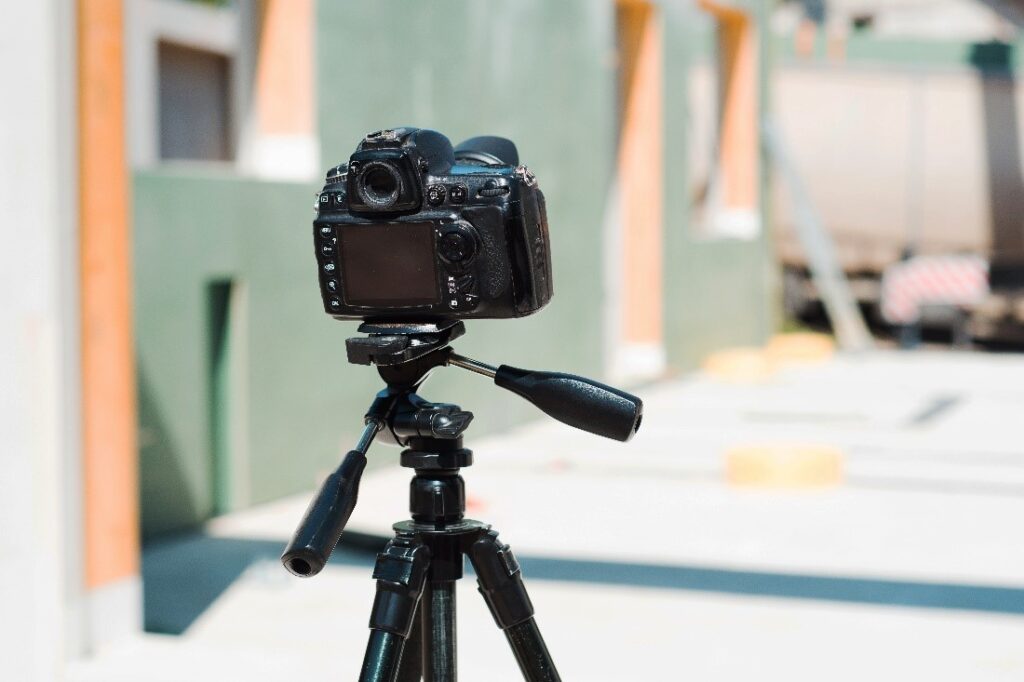 Camera on Tripod at Construction Site