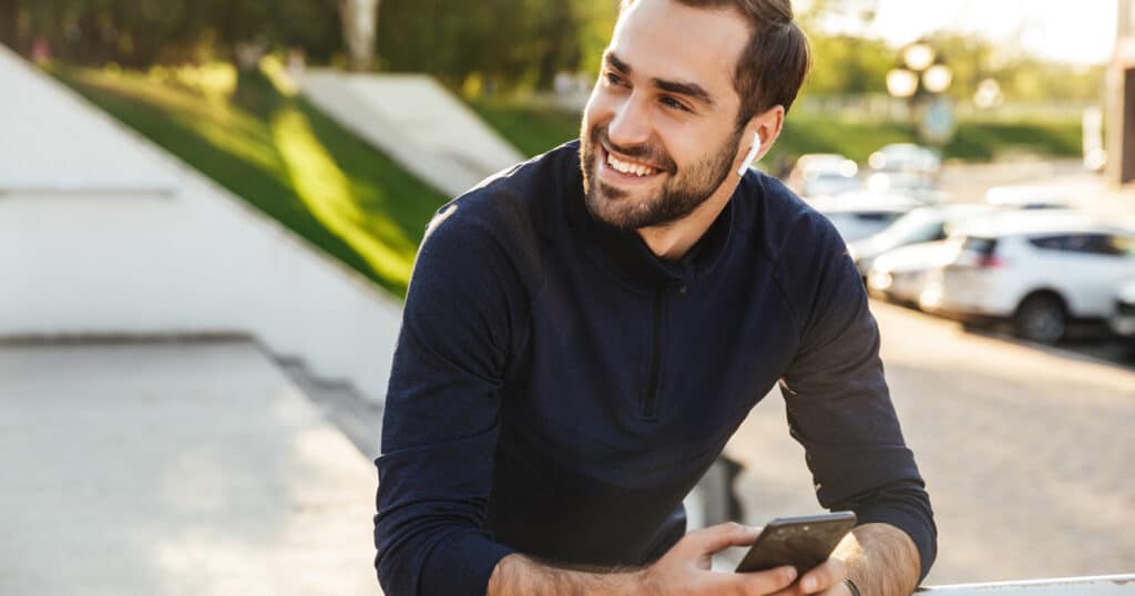 Construction Pro Listening to a Podcast