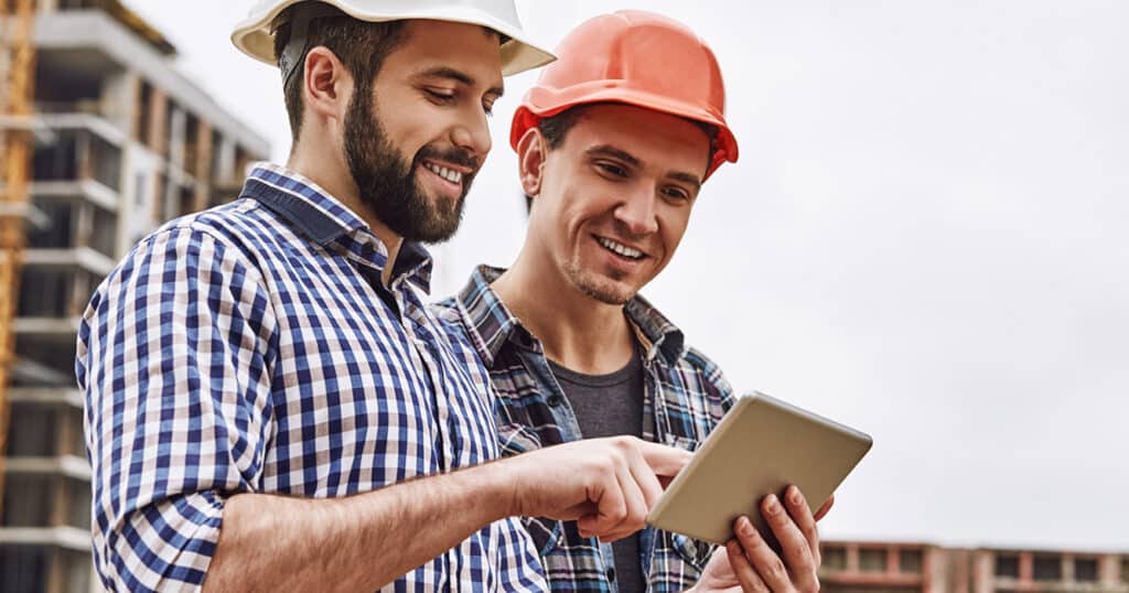 Construction Pros Using a Mobile Device