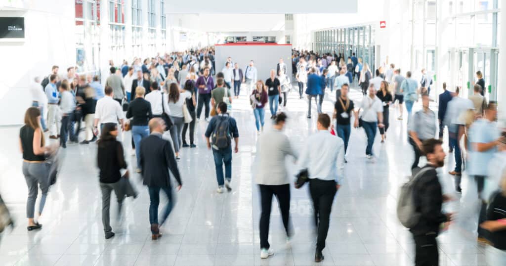 Attendees Walking to Sessions at a Trade Show