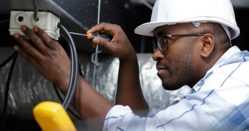 Electrician Working on a Job Site