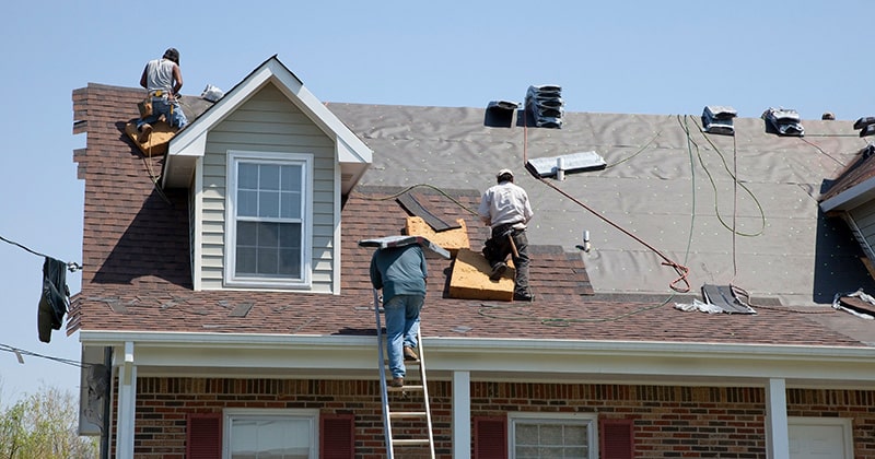 Roofers Working on a Residential Roof