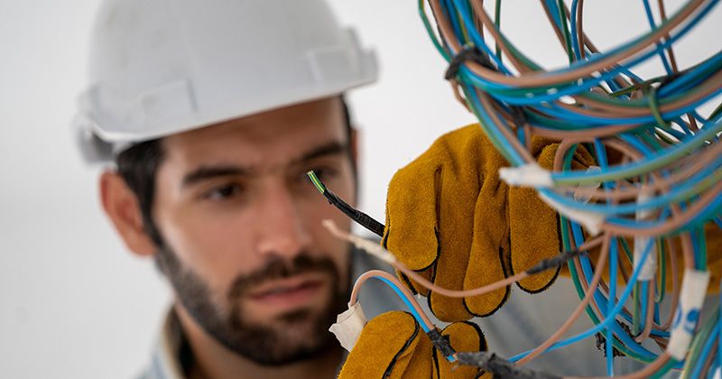 Residential Electrician Working on Wiring