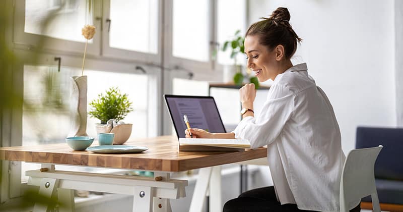 A Woman Working in a Home Office