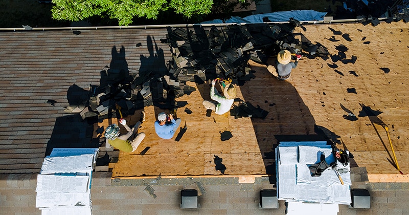 Roofers on a Job Site from Above