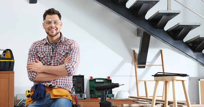 Contractor Wearing Safety Glasses