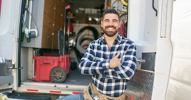 Electrician with His Truck