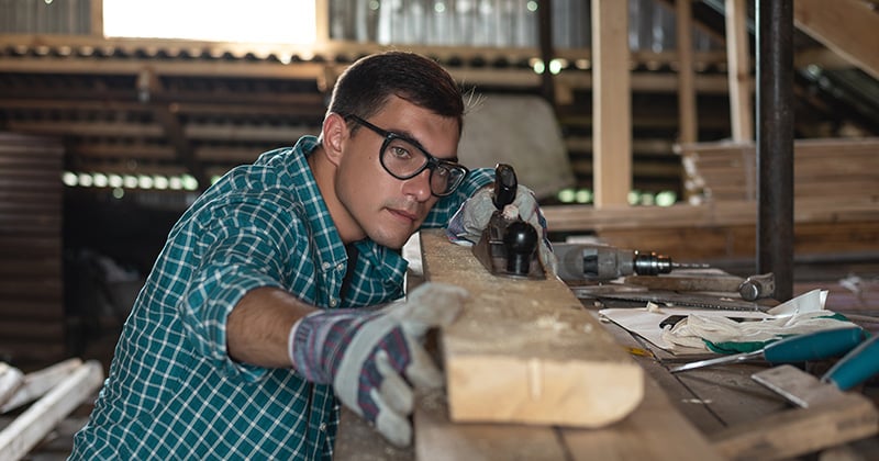 Man Working with Safety Glasses