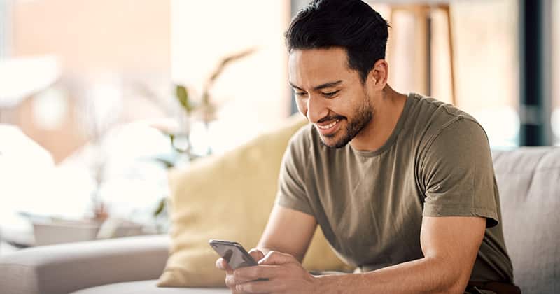 Happy man on phone