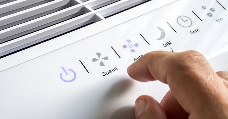 Hand over controls for air purifier